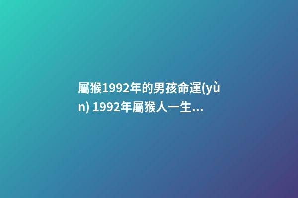 屬猴1992年的男孩命運(yùn) 1992年屬猴人一生運(yùn)程，1992年屬猴男一生命運(yùn)-第1張-觀點(diǎn)-玄機(jī)派